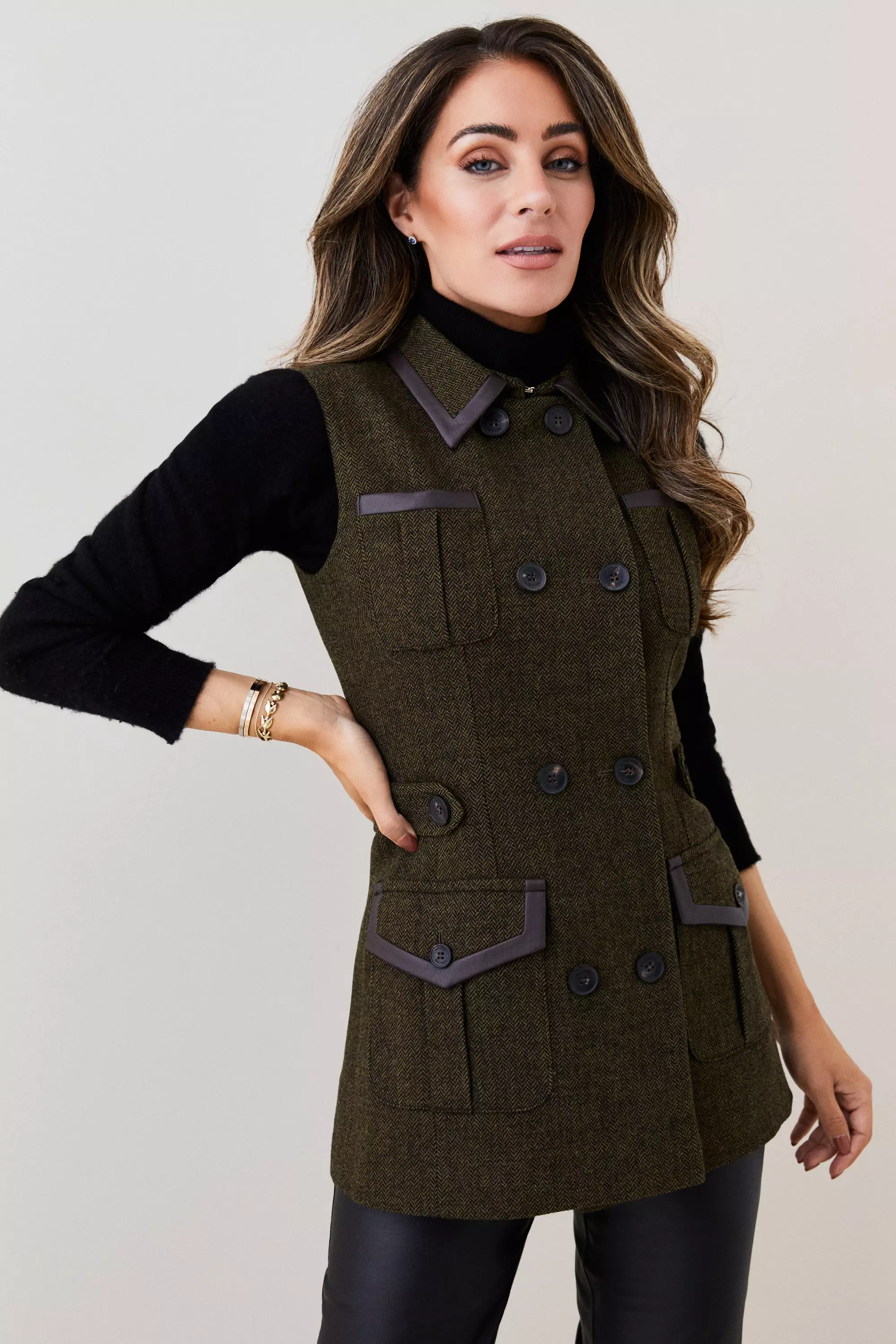 Lydia Millen Heritage Tweed Sleeveless Jacket Karen Millen